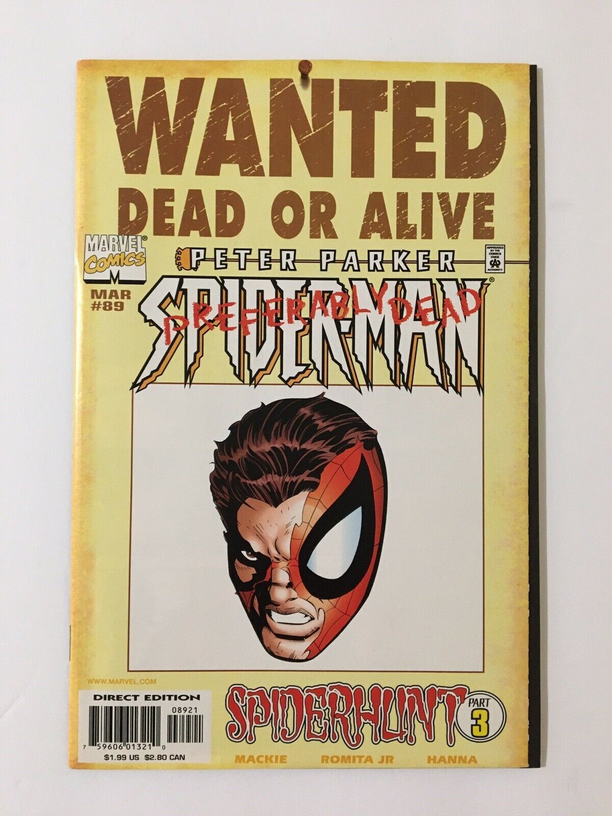 Primary image for Spider-Man #89 Wanted Dead Or Alive Variant Comic Marvel 1998 Peter Parker