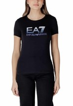 Ea7 Women T-Shirt Black Designer Logo Fashion Top 2025 Collection - $1,859.76 MXN