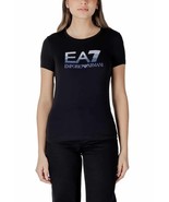 Ea7 Women T-Shirt Black Designer Logo Fashion Top 2025 Collection - $96.60