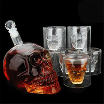 1 Set Glass Skull Head Cup Vodka Whiskey Wine Tea Drinking Bottle Decanter - £59.91 GBP