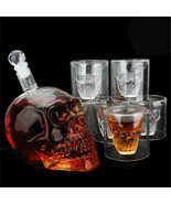 1 Set Glass Skull Head Cup Vodka Whiskey Wine Tea Drinking Bottle Decanter - $102.50 CAD