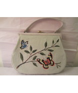 Vintage Rare Koro Tapestry/Leather Bag w/ Stitched Butterfly Pattern Pre... - £25.69 GBP