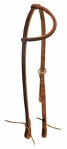 Western Horse Sliding One Ear Working Ranch Leather Bridle Headstall Medium Oil - £15.90 GBP