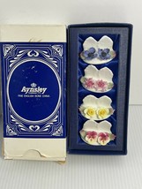 Vintage Aynsley fine bone china porcelain 4 placecard holders in box floral - £16.90 GBP
