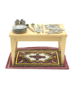 TABLEWARE rug &amp; table dollhouse miniature set - 25 plates tankards &amp; ute... - £16.02 GBP