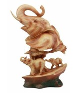 Ebros Wildlife Elephant Bust Statue 12&quot;H Faux Wood Resin Elephant Family - $57.52 CAD
