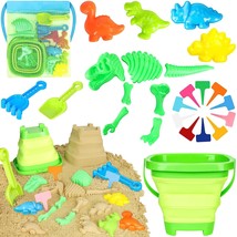 Beach Toys Sand Toys For Kids, Dinosaur Sand Toys With Collapsible Beach Bucket  - £18.66 GBP