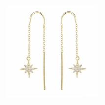 Moonmory 2021 Fashion 100% Real 925 Sterling Silver Starburst Threader Earrings  - £13.03 GBP