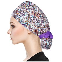 Ap with button sweatband star paisley floral print adjustable tie back elastic bouffant thumb200
