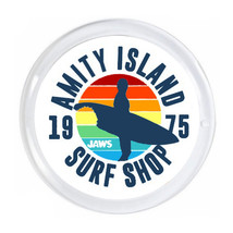 Jaws Shark Movie Amity Island Surk Shop Magnet big round almost 3 inch diameter - £6.13 GBP