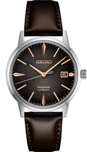 Seiko Presage Automatic Mens Watch Brown Dial Leather Band Cocktail Time... - £321.27 GBP