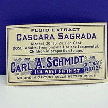 Drug store pharmacy ephemera label advertising Carl Schmidt Dayton OH ca... - £9.28 GBP