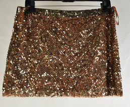 Haute Hippie Womens 100% Silk Sequin Mini Brown Bronze Skirt S NWT - £62.27 GBP