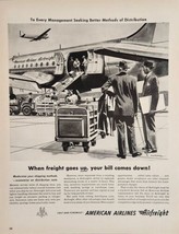 1950 Print Ad American Airlines Airfreight Freight Loaded Airplane Business Men - £16.85 GBP