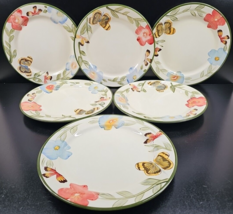 (6) Pfaltzgraff Garden Butterflies Dinner Plates Set Botanical Floral Dishes Lot - $78.87