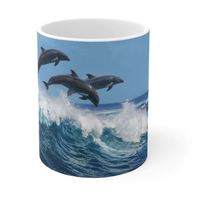 Dolphins jumping in water Ceramic Mug 11oz - £17.58 GBP