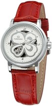 Womens Automatic Self-winding Skeleton Leather Strap Analogue Wrist Watch Red - $63.85