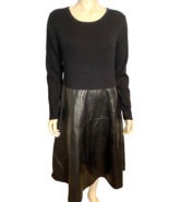 NWT Tahari Black Long Sleeve Round Neck Faux Leather Dress Size XL - €65,42 EUR