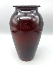 Vintage Anchor Hocking Vase Royal Ruby Red Glass With Scalloped Edge 9&quot; Tall VG - $17.70