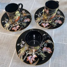 6 Pcs Fitz&Floyd Chinese Pheasant Plate& Mug 14K Trim Black Olive Made In Japan - $79.15