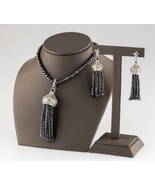 Gems en Vogue Marcasite Bead Necklace with Silver Tassle Enhancer and Ea... - $746.79 CAD