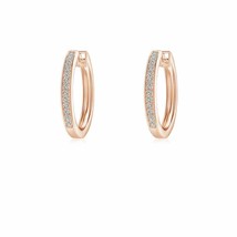 ANGARA Pave-Set Diamond Hinged Hoop Earrings for Women in 14K Rose Gold - £162.59 GBP