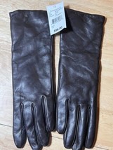 Size 6 1/2 NEW Bloomingdale&#39;s Color: Luggage Leather Gloves with Cashmer... - £31.37 GBP