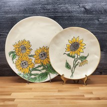 Sunflower Set of 2 Plates Dinner &amp; Salad Decorative Embossed by Blue Sky - £22.74 GBP