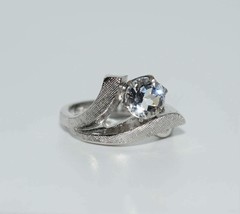 Vintage Sterling Silver Modern Design Cubic Zirconia Ring Size 5 - £25.75 GBP