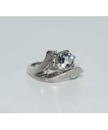 Vintage Sterling Silver Modern Design Cubic Zirconia Ring Size 5 - £25.73 GBP