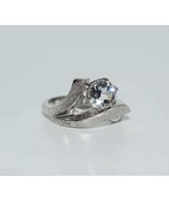 Vintage Sterling Silver Modern Design Cubic Zirconia Ring Size 5 - $32.73