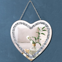 Diamond Heart Shaped Silver Mirror With Silver Stainless Steel Chain 12x... - £24.44 GBP