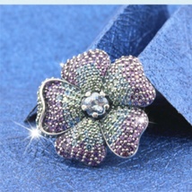 Sterling Silver Glorious Bloom Pendant / Brooch With CZ Pendant Charm  - £16.30 GBP