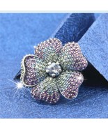 Sterling Silver Glorious Bloom Pendant / Brooch With CZ Pendant Charm  - $29.36 CAD