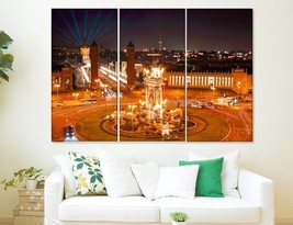 Barcelona at Night Canvas Print Barcelona Wall Art Barcelona Skyline Spain Wall  - £39.16 GBP