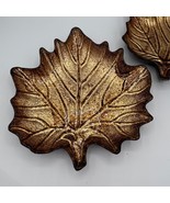 Leaf Shaped Glass Bowl Trinket Dish Candy Dish Gold Accent Fall Decor - $30.36 CAD