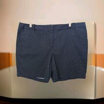 Izod Womens Chino Shorts Mid Rise Flat Front Pockets Casual Blue White S... - $16.82