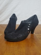 Aerosoles Outrole Black Faux Suede Slip On Heeled Ankle Boot Shooties Si... - $21.95