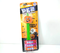 Halloween PEZ Candy Dispenser Pumpkin 3 Flavors Orange Raspberry Strawberry - £7.72 GBP