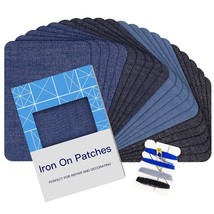 Iron On Patches For Clothing Repair 20Pcs, Denim Patches For Jeans Kit 3... - £11.21 GBP