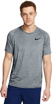 Nike Mens Slim Fit Dri-Fit Smooth Mesh Panel Tee T-Shirt, Grey Black - £30.01 GBP