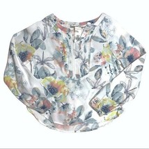 H&amp;M Girl&#39;s 8 White Blue Floral Pattern Tunic Ruffle Lightweight Blouse Shirt Top - £6.33 GBP