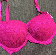 Smart and Sexy 85046 Signature Lace Underwire Push Up Bra 34DD PLUNGE Hot Pink - £9.31 GBP