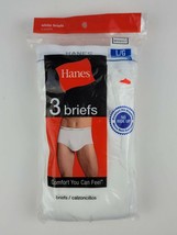 Hanes Mens White Underwear Briefs Sz L 3 pack 2007 Slightly Imperfect NEW Old St - £14.31 GBP
