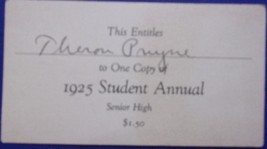 Vintage Card For One Copy Of 1925 Student Annual - £1.56 GBP