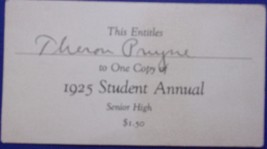 Vintage Card For One Copy Of 1925 Student Annual - $1.99