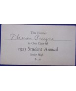 Vintage Card For One Copy Of 1925 Student Annual - $2.73 CAD