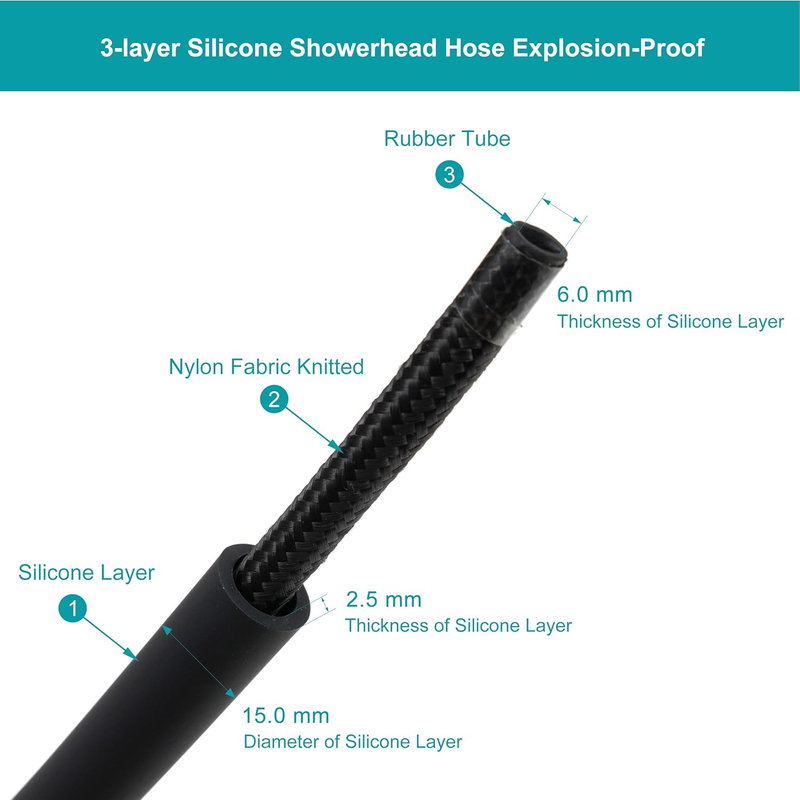 Shower Hose Replacement,79 Inches Extra Long Matte Black Silicone Handheld Showe Item image 4