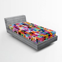 Abstract Fitted Sheet, Colored Alphabet Letters Pattern Game Graphic Print, Soft - £34.93 GBP