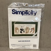 Simplicity Counted Cross Stitch Kit 05578 Save Our Wildlife Elephant Panda Koala - $12.86